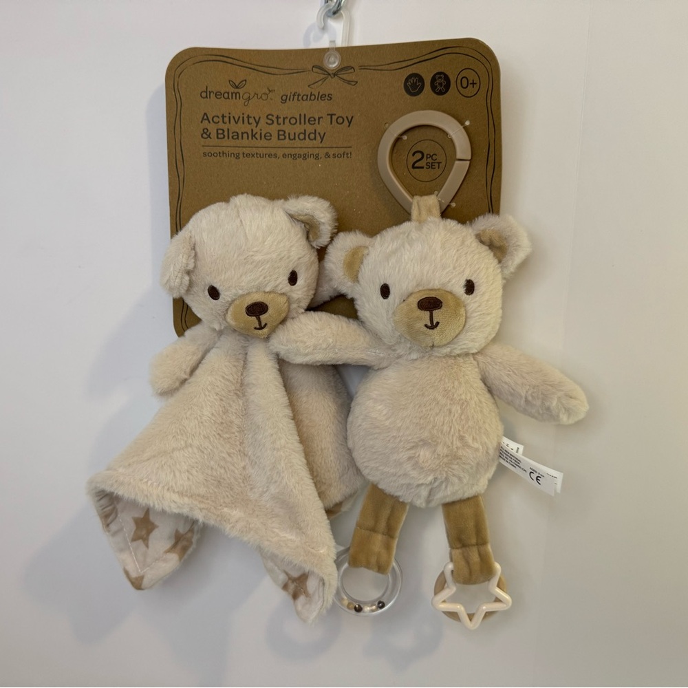 Activity Stroller Toy & Blankie Buddy - Cream